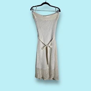 Bebe White Crochet Sparkly Strapless Dress